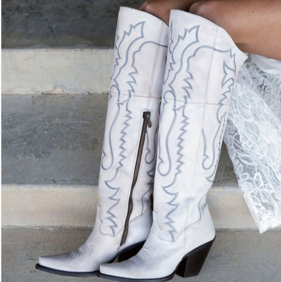 DAN POST DP4377 "Loverly" tall top white leather cowgirl western boots NWT - Picture 4 of 8